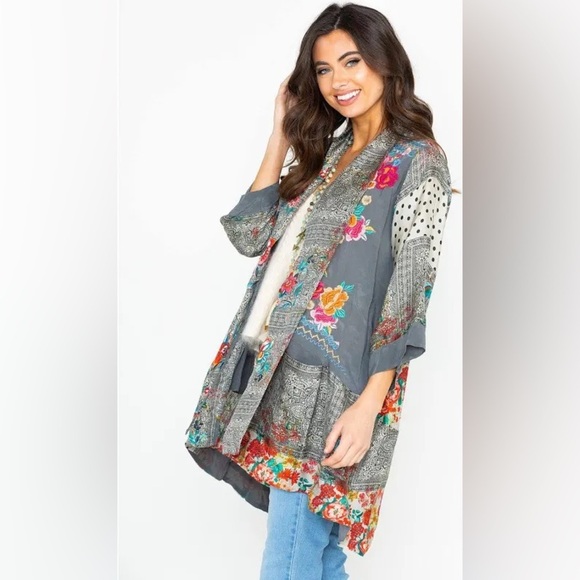 Johnny Was Ellamo embroidered floral silk mixed print cardigan size xs - Picture 3 of 9